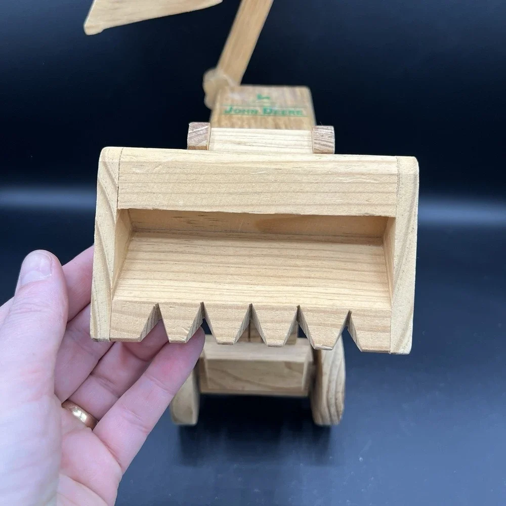 John Deere Wooden Toy Tractor Front Loader And Backhoe - Moving Parts